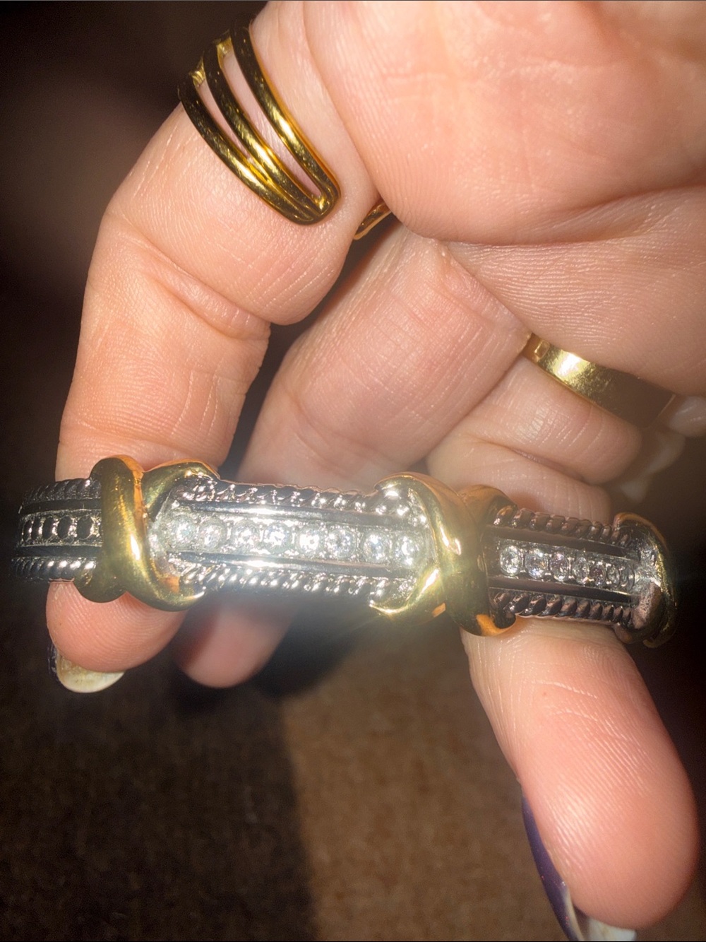 Gold & Silver Tone Crystal Accent Women’s Bracelet